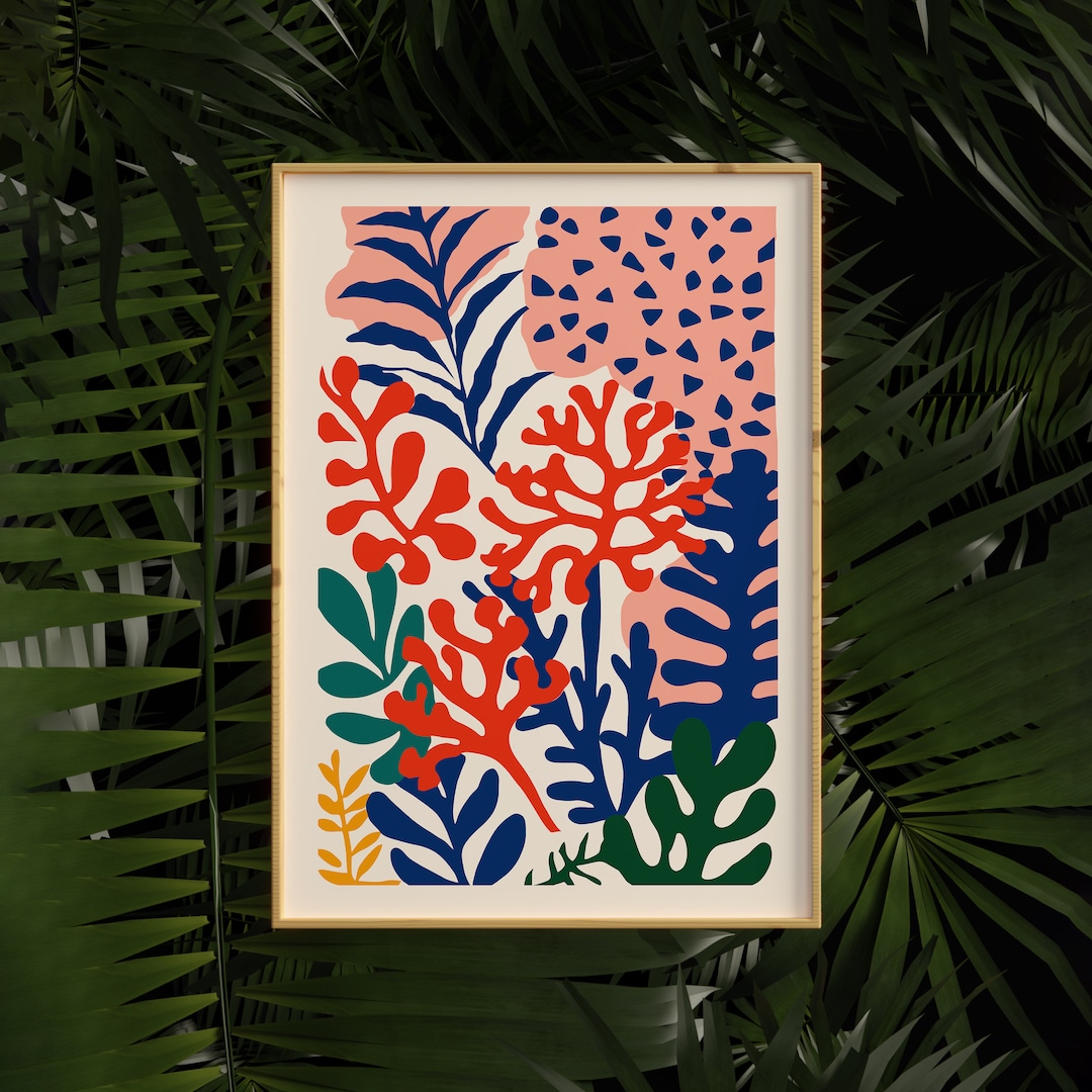 Colorful Corals Poster, Coastal Wall Art, Sea Life, Nautical Art, Botanical Garden, Eclectic ...