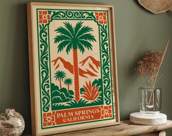 Palm Springs Art Print, Mid-Century Modern Desert Landscape