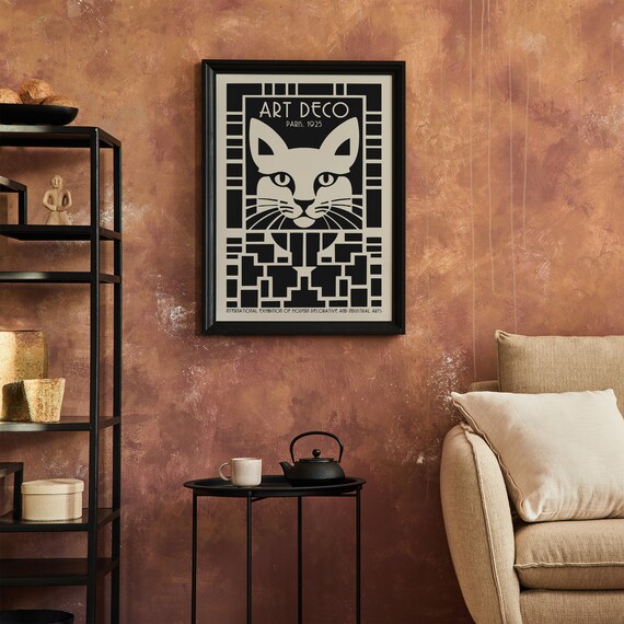 Art Deco Cat Poster, Arts Decoratifs Print, Vintage Wall Art