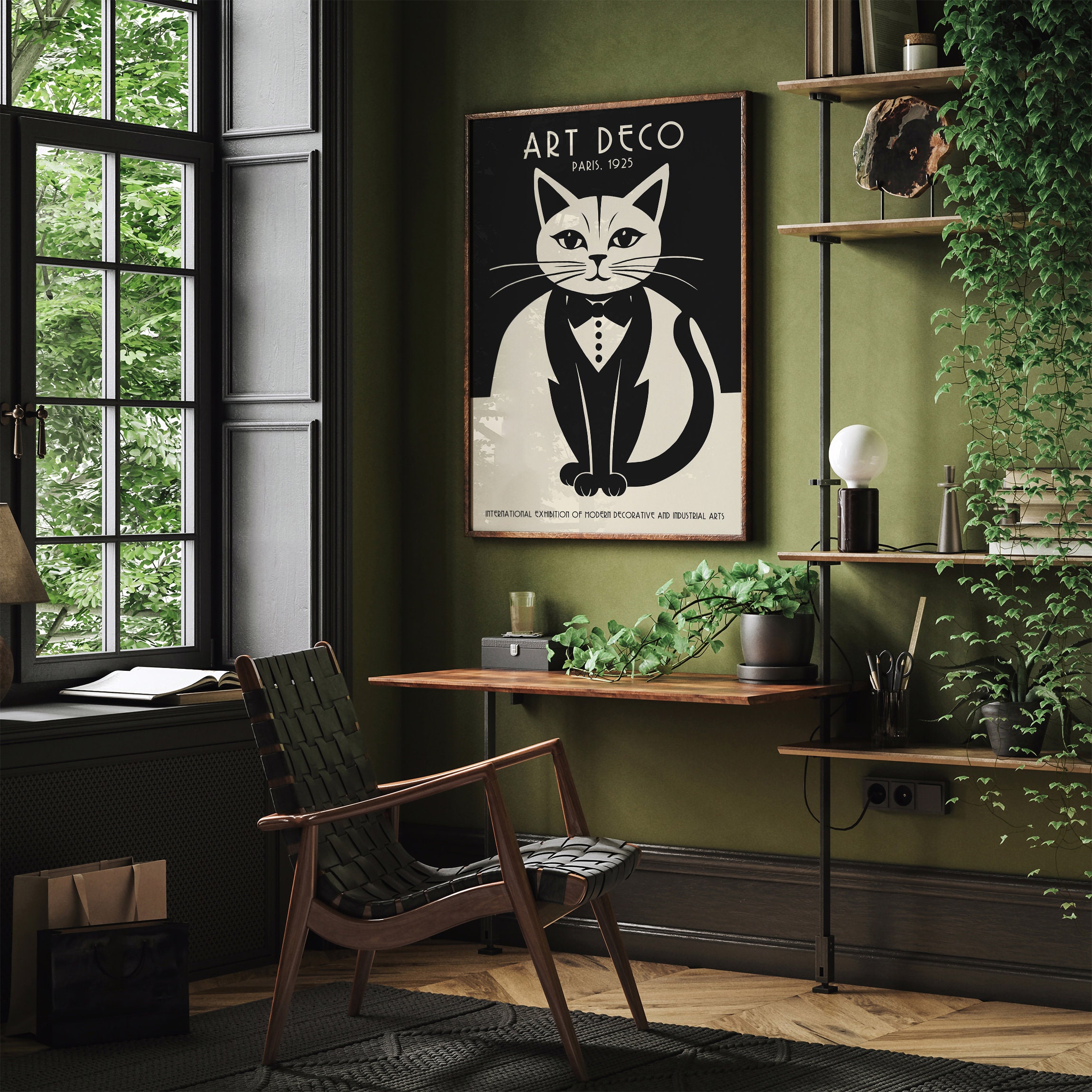 Poster Mural Chat Endormi Abstrait KUSTOM ART - Impression Artistique Couleurs Vives 40x30 Cm Sur Carton - Décoration Salon, Chambre