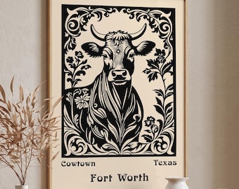 Fort Worth Cowtown Poster: Vintage Texas Travel Art