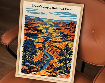 Grand Canyon National Park Poster | Vintage Travel Wall Art Print | Retro Desert Landscape Decor