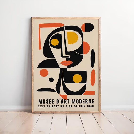 Mid-century Modern Abstract Cubism Art Print: 1956 Exhibition