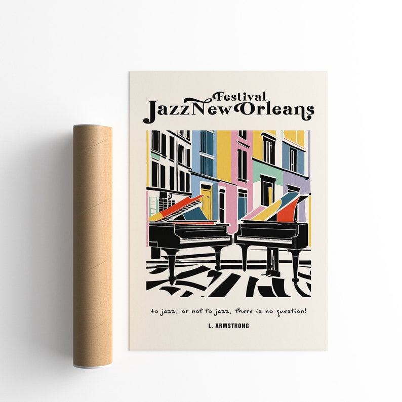 New Orleans Jazz Festival Poster Concert Wall Art Festive Etsy