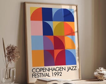 Copenhagen Jazz Festival Poster: Retro Scandinavian Wall Art Print