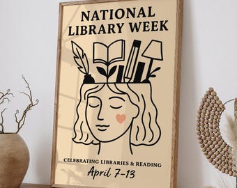 National Library Week Poster, Literary Wall Art for Readers