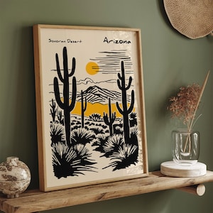 Sonoran Desert Cactus Art Print: Arizona Vintage Travel Poster