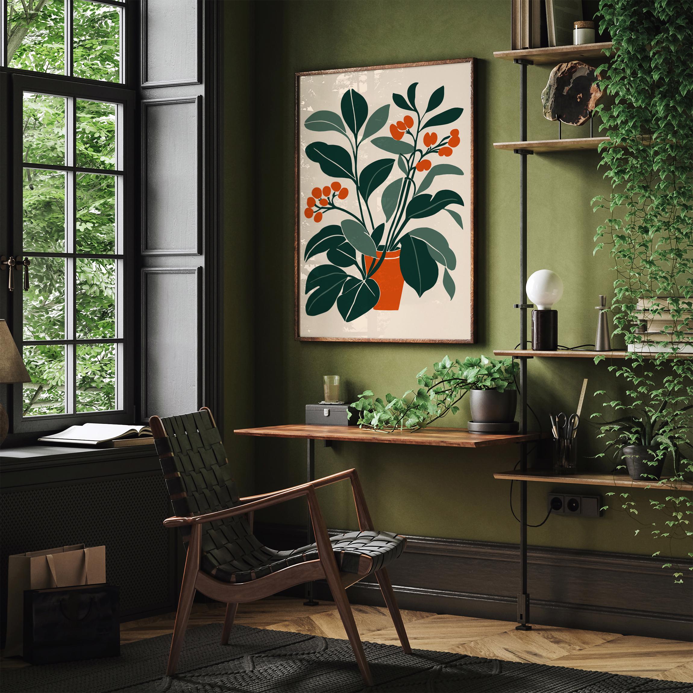 Mid Century Modern Botanical Art Print: Retro Floral Home Decor - Etsy