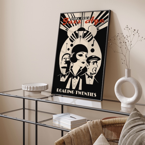 Jazz Age Art Deco Poster: Roaring Twenties Black & White Print - Etsy