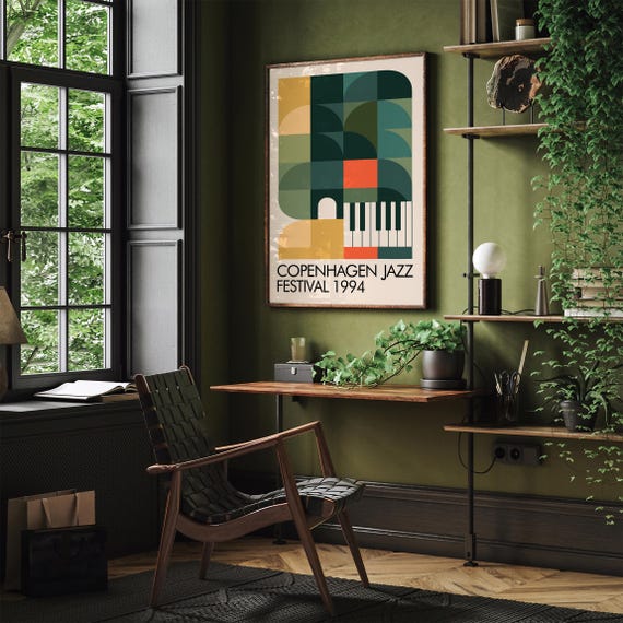 Copenhagen Jazz Festival Poster: Modern Geometric Scandinavian