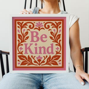 Be Kind Quote Print: Red and Pink Bold Motivational Poster