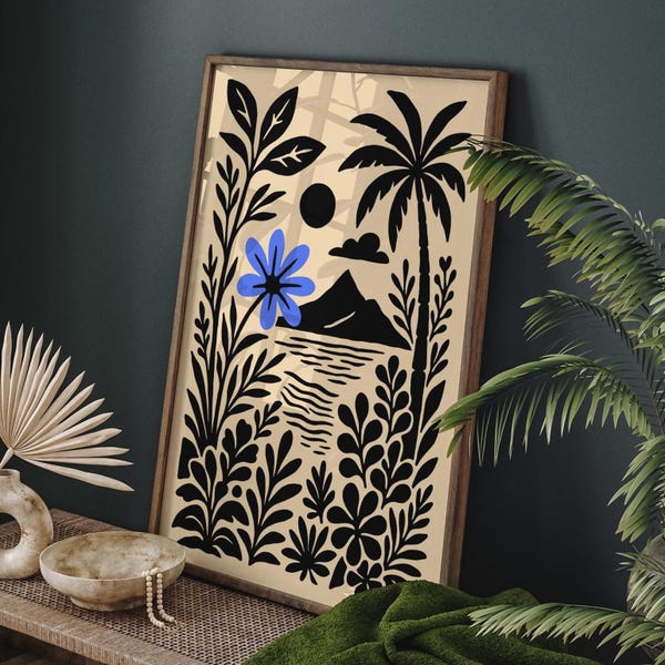 Kauai Hawaii Art Print: Vintage Travel Poster, Tropical Island Landscape