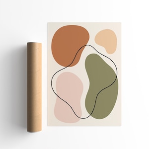 Neutral Abstract Art Print: Modern Boho Scandinavian Decor