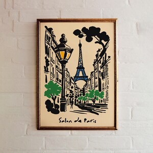 Vintage Paris Street Scene Poster, Eiffel Tower Art Print, Salon de Paris, French Wall Art, Parisian Cityscape Poster, Artistic Paris Poster