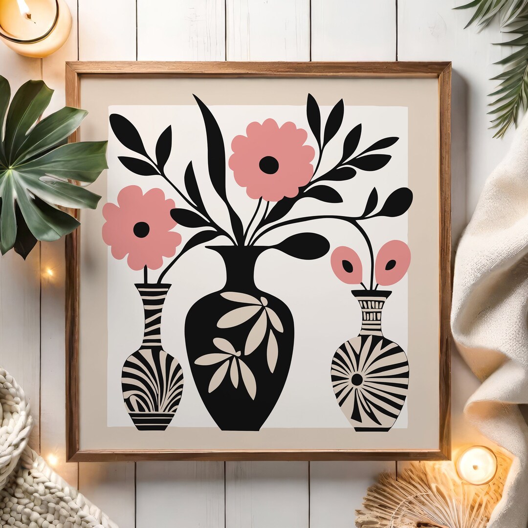 Flower in Vase Wall Art, Living Room Decor, Home Decor, Floral Wall Art