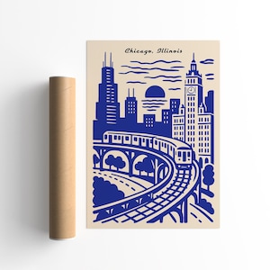 Chicago Skyline Art Print: Retro Cityscape Poster