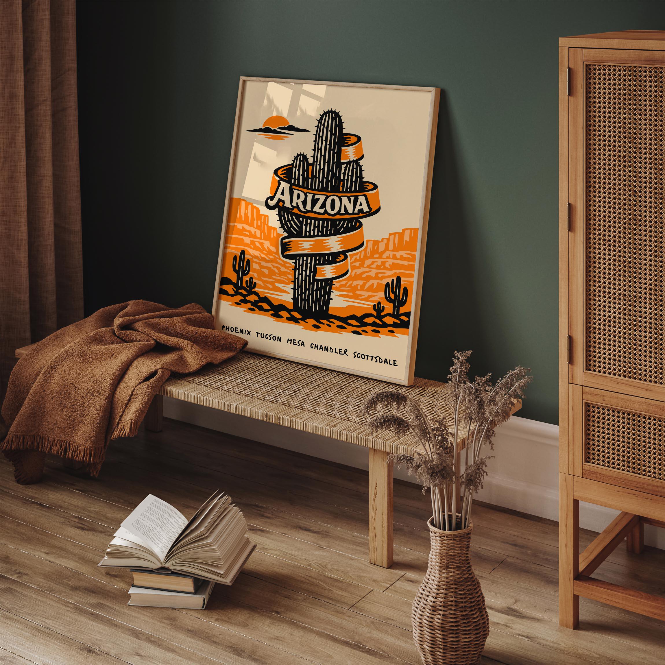 Arizona Desert Cactus Print: Vintage Southwestern Wall Art (phoenix ...