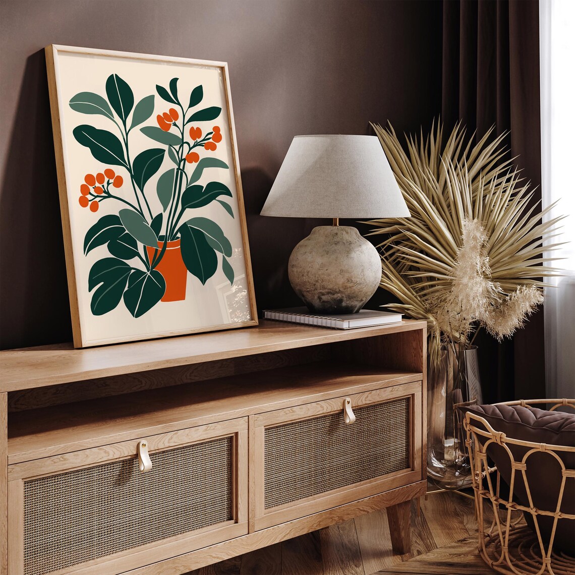 Mid Century Modern Botanical Art Print: Retro Floral Home Decor - Etsy