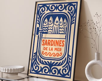 Retro Sardines de la Mer Poster – French Kitchen Wall Art