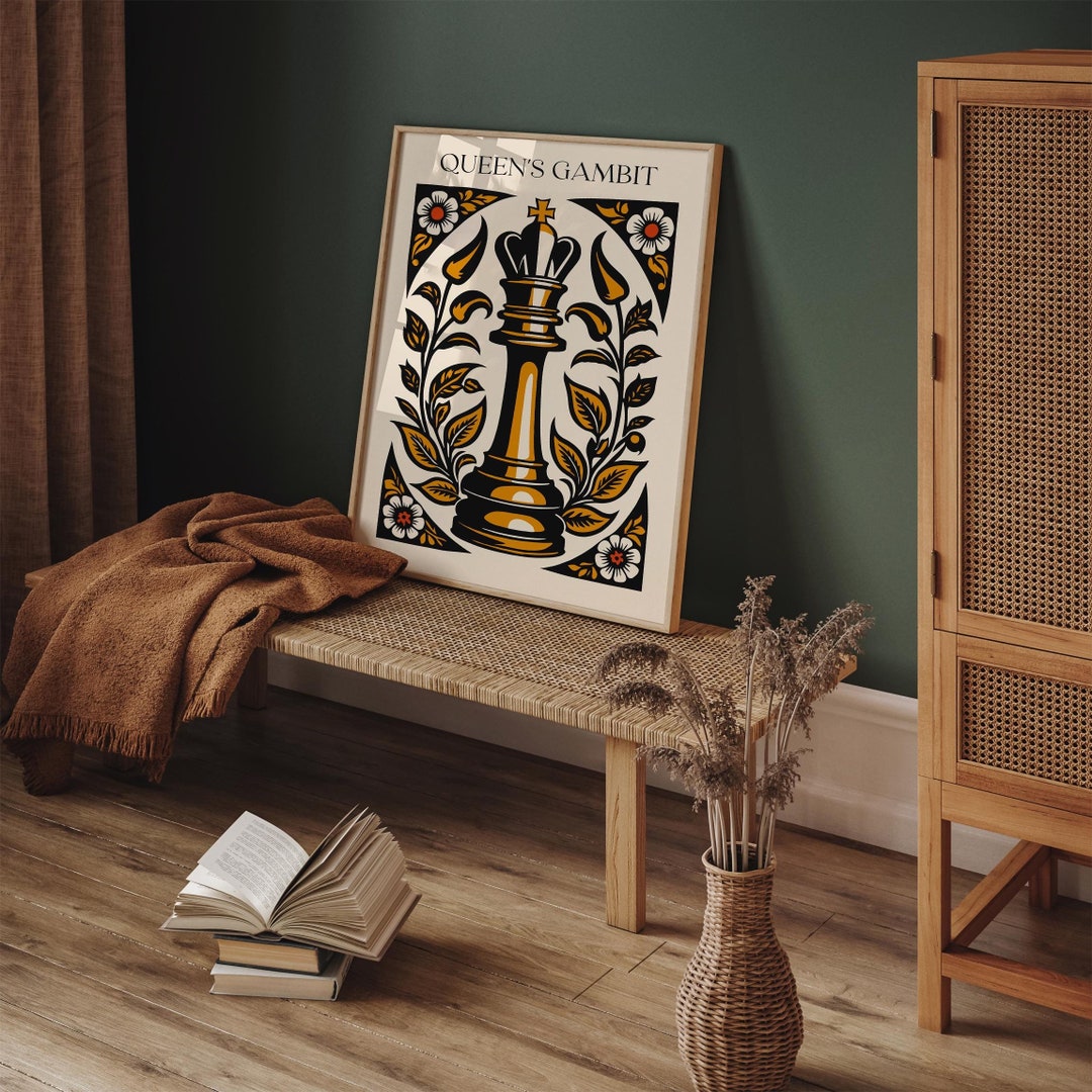 Gold Gambit Queen's Gambit Gold Chess Piece Poster, Artful Print of Classic and ...