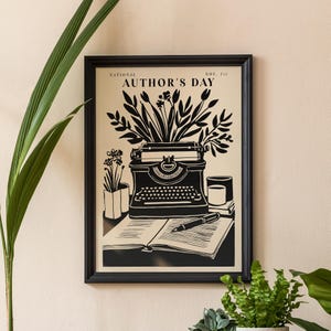 National Author&#39;s Day Poster,Literary Art Print, Bookworm Gift, Book Lovers, Gift for Him or Her, School Library Wall Art, Reader Gift Idea