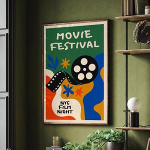 NYC Movie Festival Poster, Retro Film Art Print, New York City Wall Decor, Cinematic  Film Festival Artwork, Living Room Wall Decoration