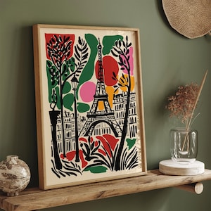 Abstract Colorful Paris Eiffel Tower Art Print, Modern Parisian Cityscape Poster, Bold French Wall Art, Vibrant Urban Travel Wall Art Print