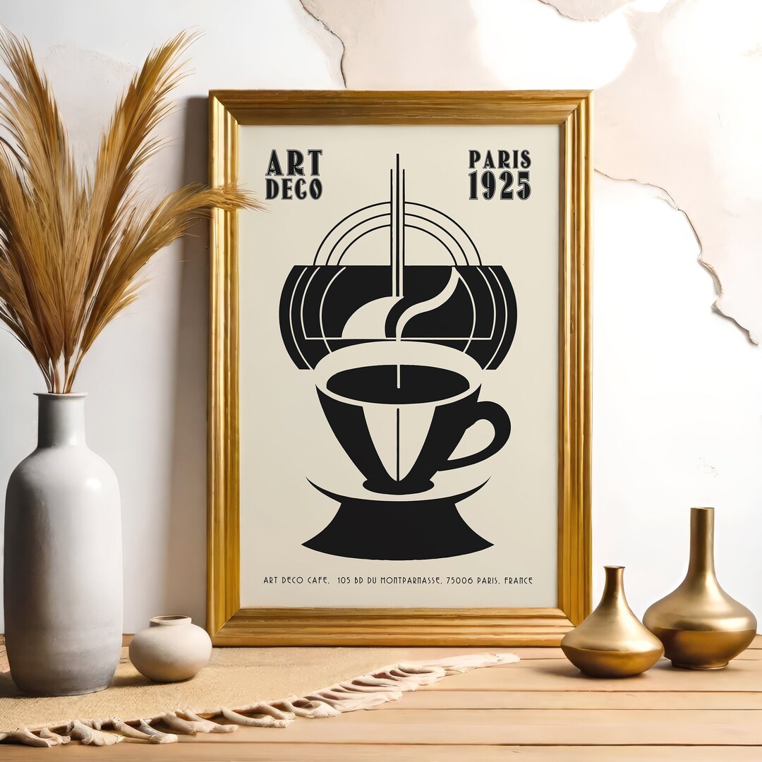Art Deco Coffee Cup Print: Vintage Paris Cafe Wall Art - Etsy
