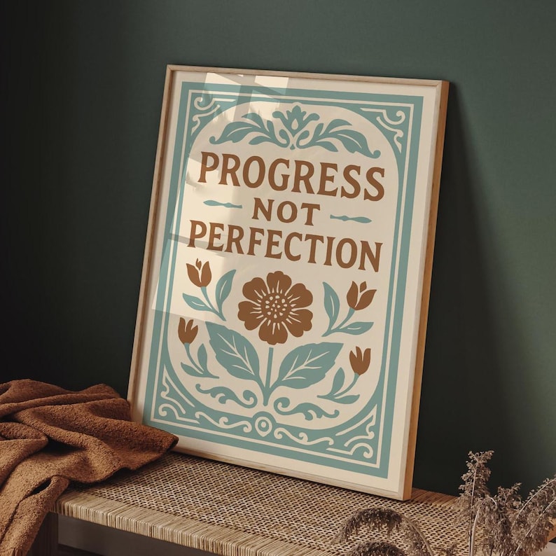Progress Not Perfection - Motivational Quote Poster - Etsy UK