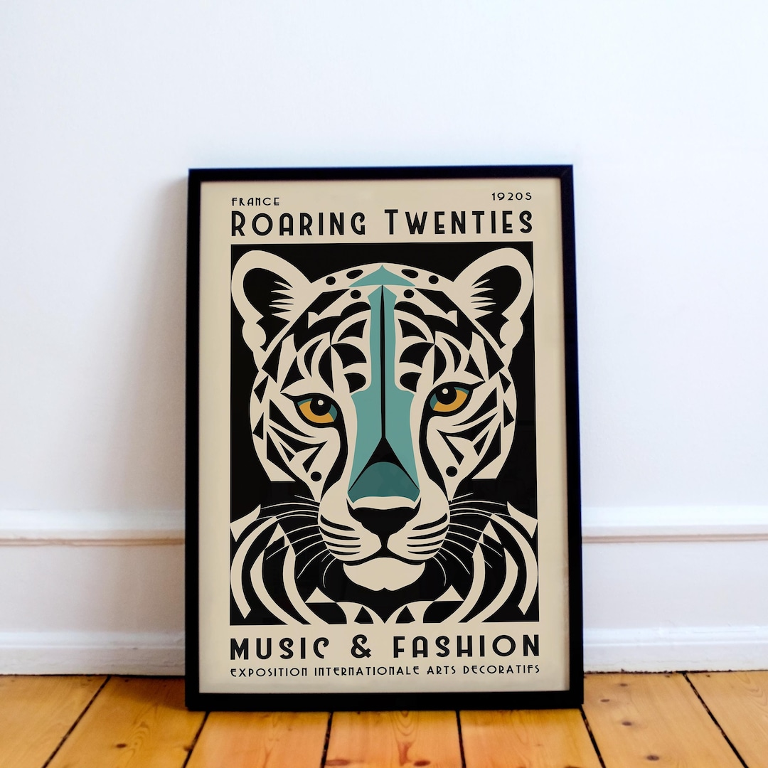 Vintage 1920s Roaring Twenties Poster, Art Deco Tiger Illustration ...