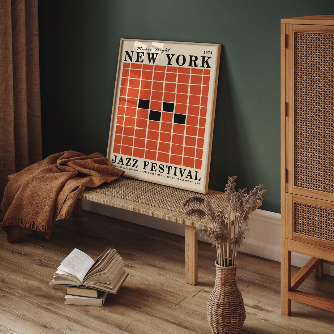 1974 New York Jazz Festival Poster: Retro Mid-century Modern Art