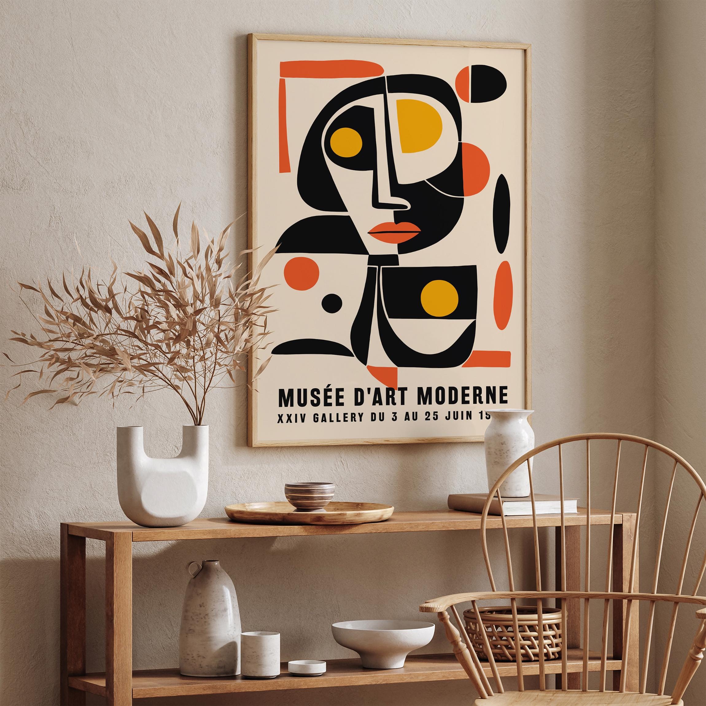 Mid-century Modern Abstract Cubism Art Print: 1956 Exhibition