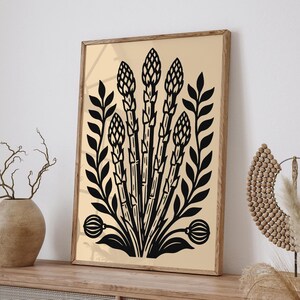 Asparagus Botanical Kitchen Wall Art – Rustic Farmhouse Vegetable Poster, Garden-Inspired Culinary Decor, Countryside Cottagecore Home Print