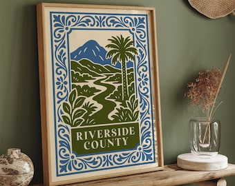 Riverside County Travel Poster: Vintage California Landscape Art Print