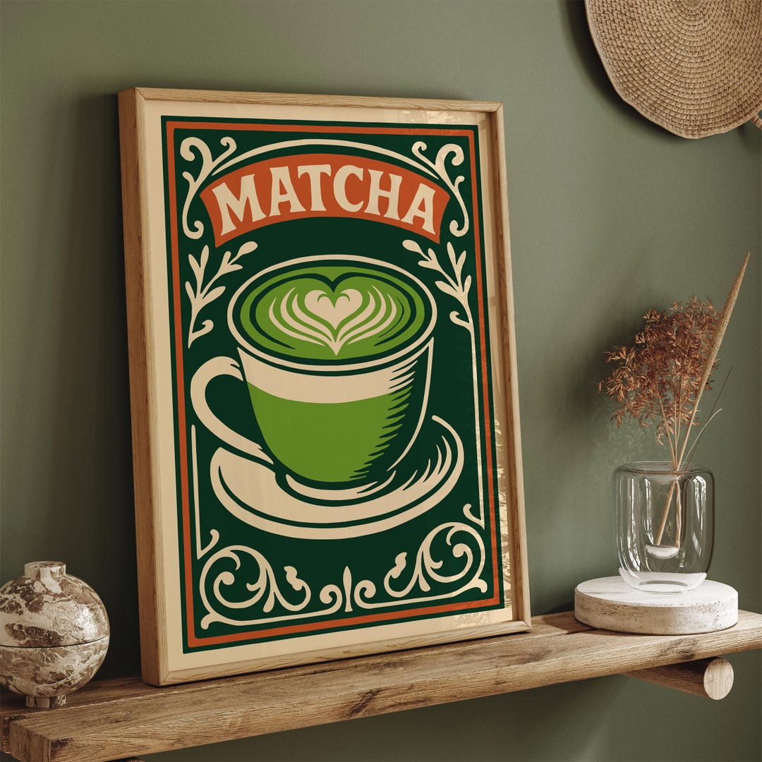Drink Rococo Matcha Green Drink Art Print: Rococo Kitchen & Cafe Wall Decor - Etsy