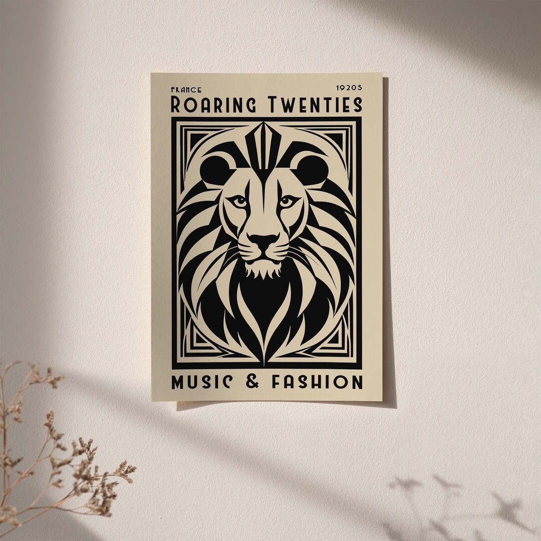 Art Deco Roaring Twenties Lion Poster, 1920s French Music & Fashion ...