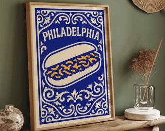 Philadelphia Cheesesteak Vintage Poster – Iconic Philly Food Art Print