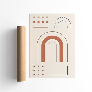 Modern Boho Abstract Art Print: Neutral Geometric Shapes
