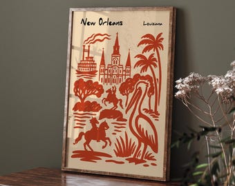 New Orleans Travel Poster,  Louisiana Wall Art