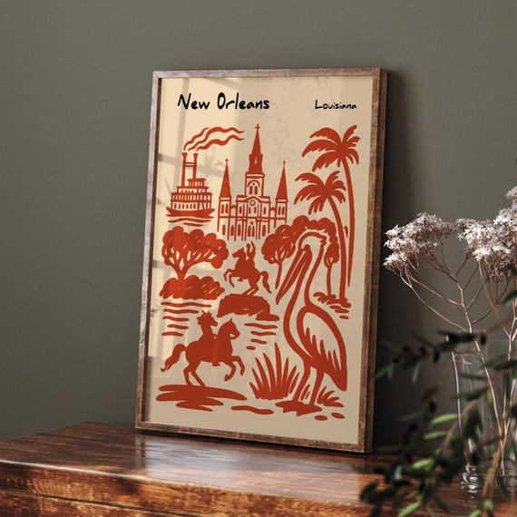 New Orleans Travel Poster,  Louisiana Wall Art