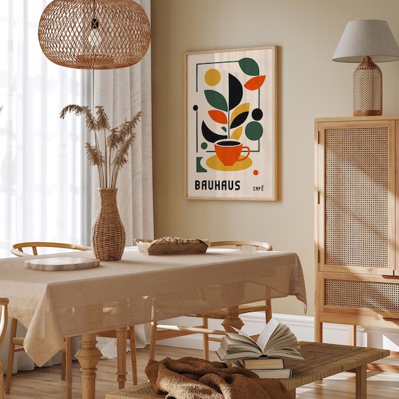 Bauhaus Coffee Art Print: Mid-century Modern Geometric Wall Decor