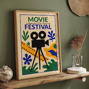 Movie Festival Poster, Retro Cinema Art Print, Colorful Film Reel Art, Film Showcase Wall Art, Home Theater & Movie Room Wall Decoration