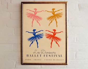Ballet Festival Art Print: Colorful Retro Dance Poster