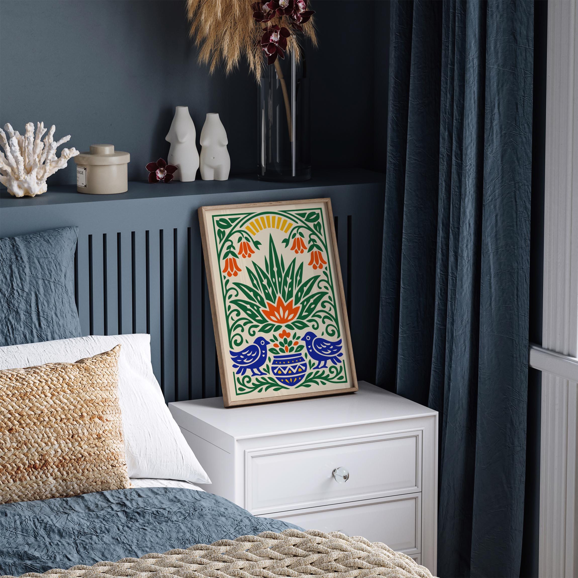 Mexican Folk Art Print | Colorful Botanical Wall Art | Boho Maximalist ...