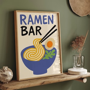 Ramen Bar Wall Art, Japanese Food Poster, Noodle Bowl Illustration, Culinary Kitchen Decor, Asian Restaurant Art, Foodie Gift Idea