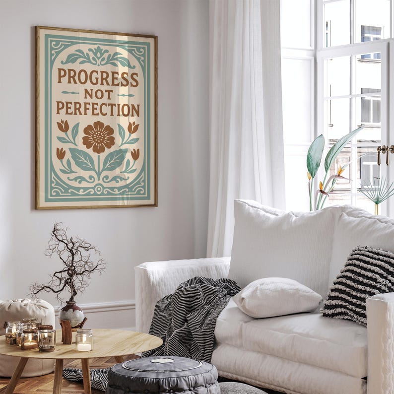 Progress Not Perfection - Motivational Quote Poster - Etsy UK