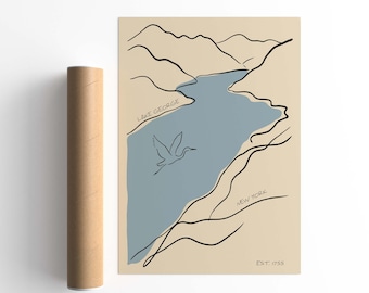 Lake George New York Poster, Adirondack Lake Travel Wall Art Print