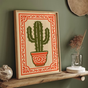 Colorful Cactus Wall Art Print: Boho Southwestern Desert Decor