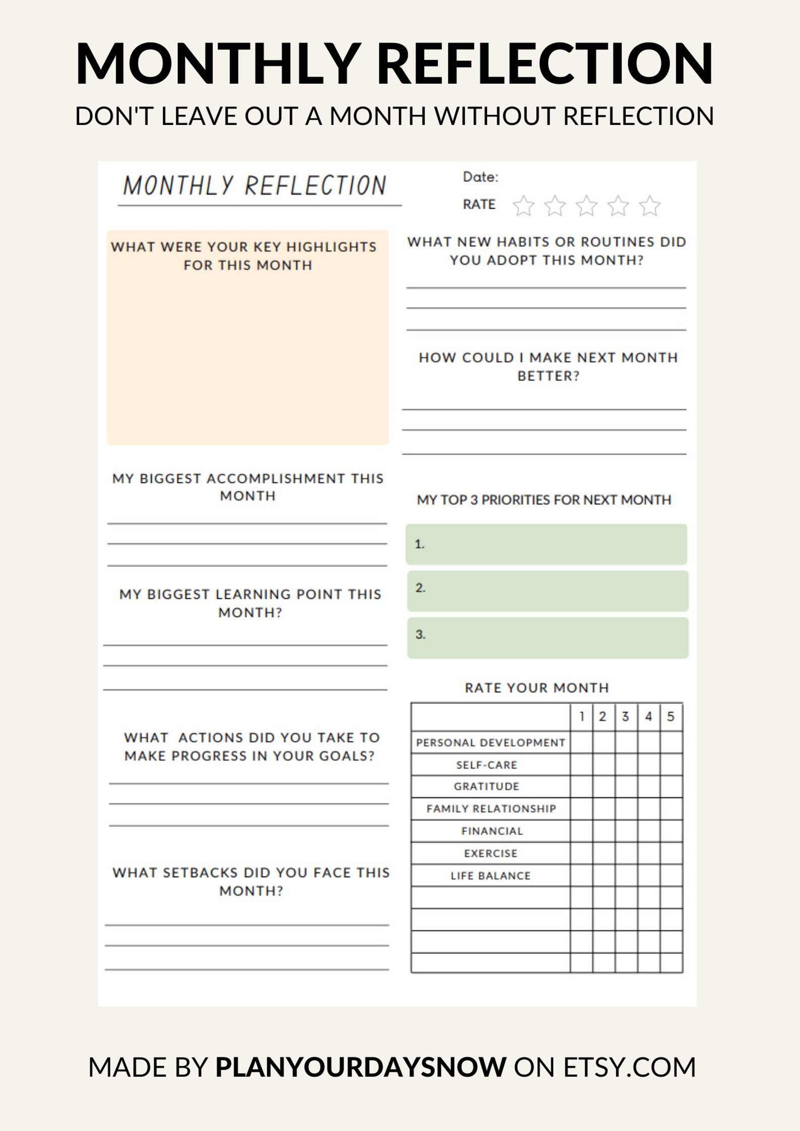 Daily, Weekly and Monthly Reflection, Daily Reflection, Weekly ...