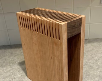 American Hardwood Knife Holder. Walnut/Cherry and Hard Maple. Hardwood Knife block. Kitchen Knife Rack. Universal Knife Stand